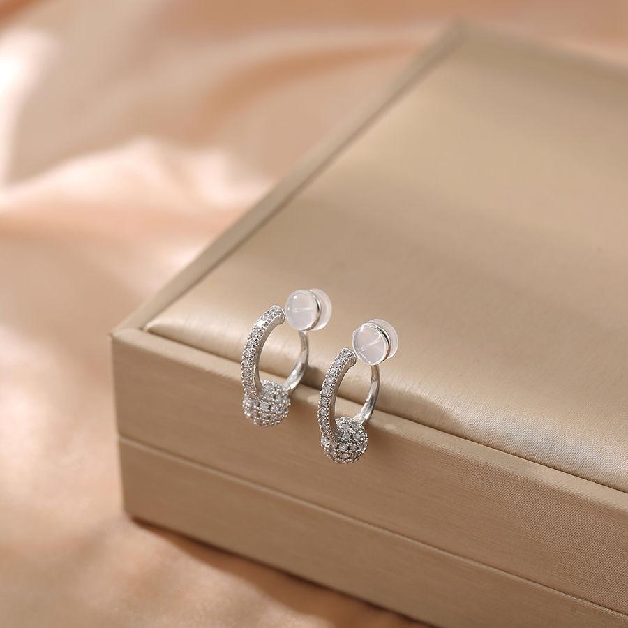 Новые серебряные серьги без пирсинга, круглые серьги-шарики, циркониевые медные серьги, подарок на день матери для женщин