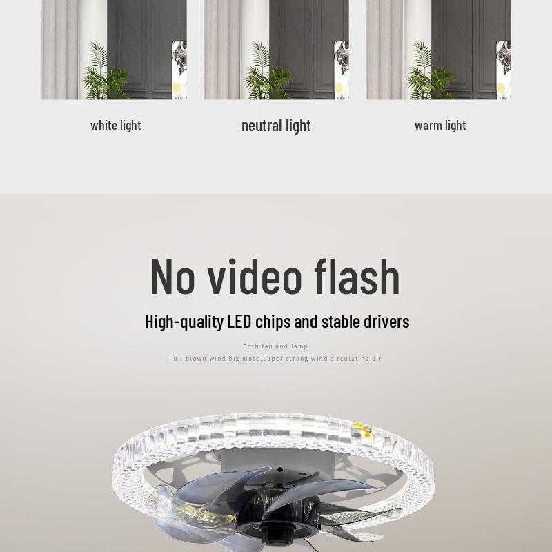 Скандинавский светодиодный потолочный вентилятор с пультом - Минималистичный круглый дизайн для современной спальни или ресторана