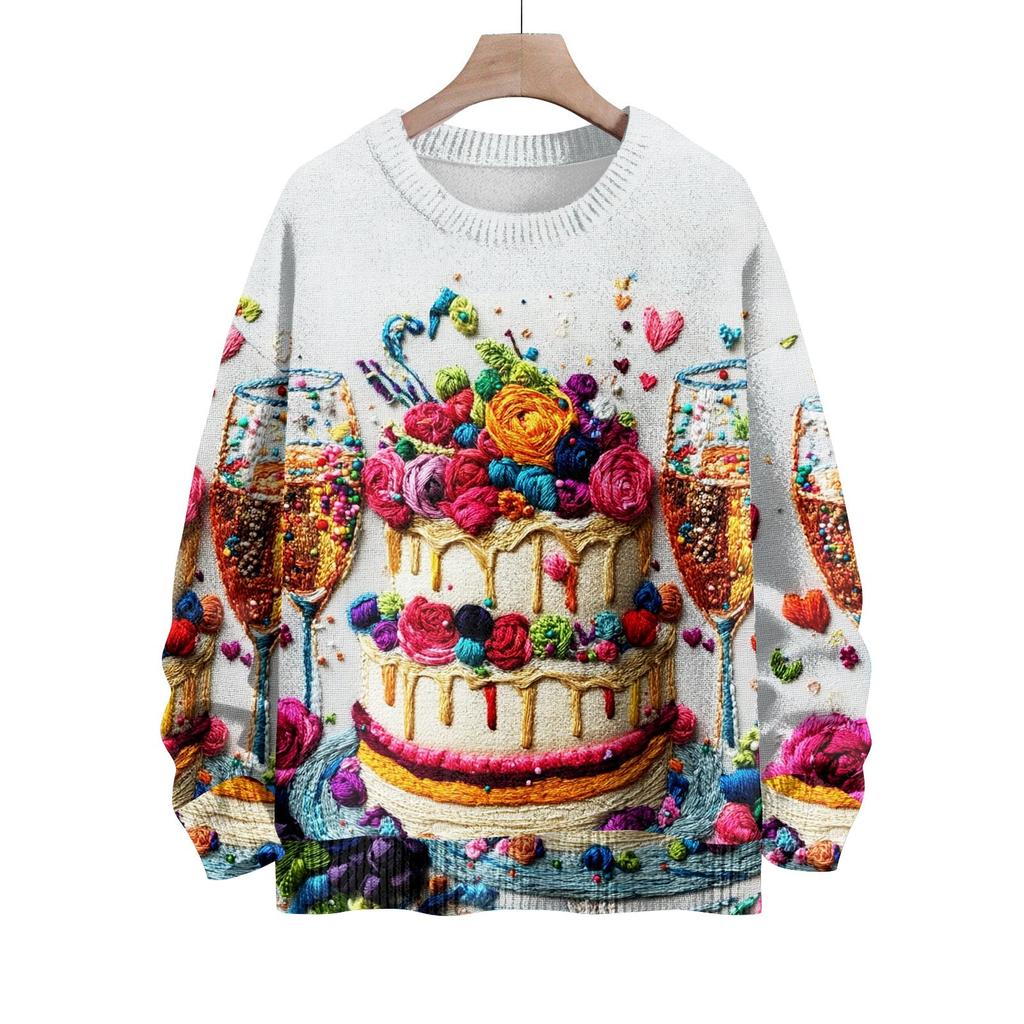 Детский модный свитер с круглым вырезом и длинным рукавом для мальчиков и девочек, вязаный свитер с милым принтом