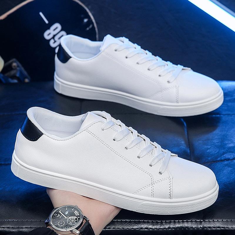 Fashion Unisex White Shoes Men Casual Shoes PU Leather Men's Sneakers Cool Street Boys Shoes Brand Male Footwear Autumn Flat Sports Shoe