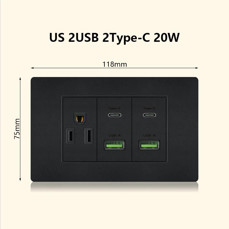 Италия Чили Мексика розетка с USB Smart Type-c 20 Вт быстрая зарядка настенная вилка, Бразилия электрический выключатель света двойная usb розетка