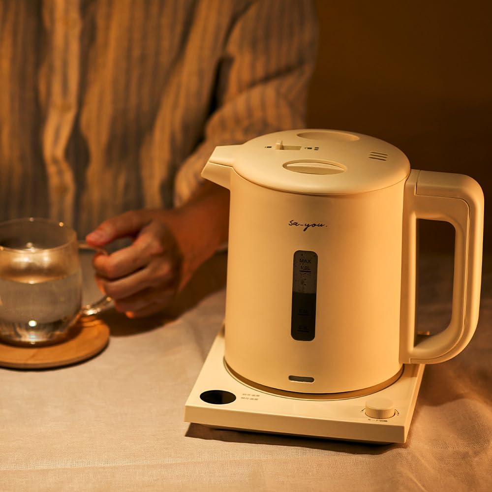 Чайник, который может нагревать воду Doshisha Electric Hot Water Предотвращает опрокидывание и нагревает воду Ivory [Электрический чайник], Senka, 1,0 л, утечка, Dial/push