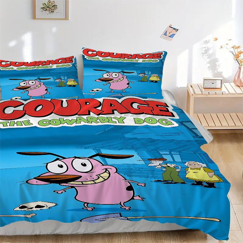 3pcs Courage The Cowardly Dog Bedding Set. Soft and Comfortable with No Core Included (1x Duvet Cover + 2x Pillow Covers) yy251031070
