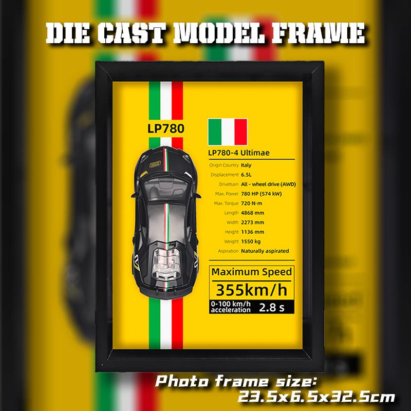 1/32 Версия с фоторамкой Сплав Металл Модель Спортивного Автомобиля Симуляция 3D Гоночный Автомобиль Подвесная Картина Коллекция Подарки Детям Украшение