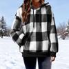Women's Casual Long Sleeved Checkered Top Loose Long Sleeved Pullover Plush Top