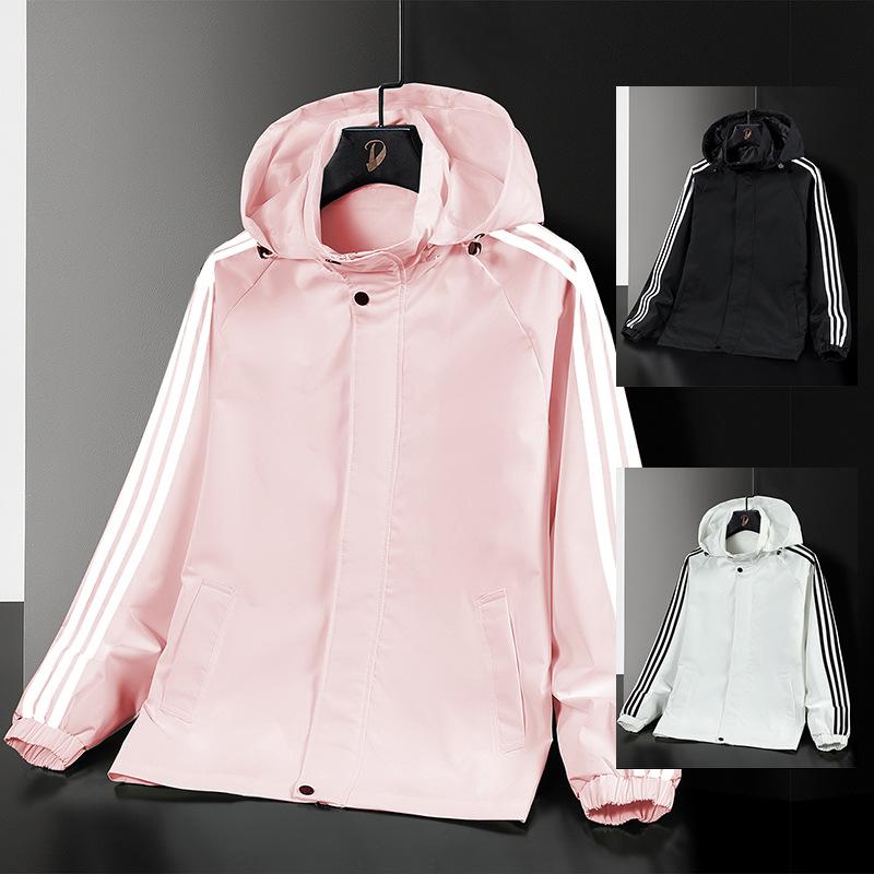 Ударопрочная куртка мужская весенне-осенняя куртка с капюшоном с тремя полосками свободного кроя, спортивный тонкий топ