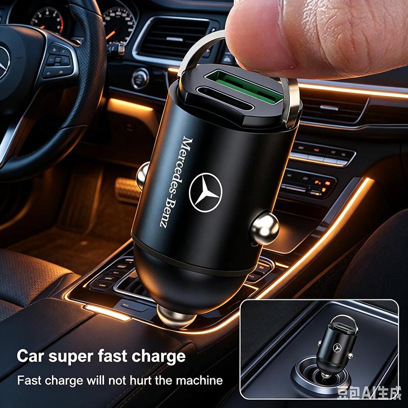 AABIH1 1Pc Car Charger USB Type-C Fast Charging Adapter Car Stickers Emblems For Mercedes Benz Vito W638 W639 W447 W168 W169 W176 W177