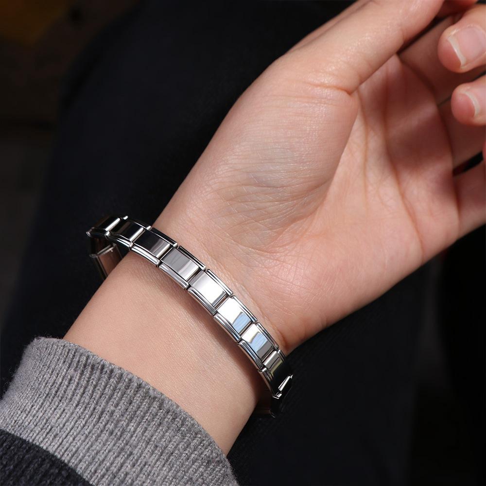 Браслет из нержавеющей стали ручной работы, эластичный мужской браслет-манжета, простой итальянский стартовый браслет с подвеской, лето