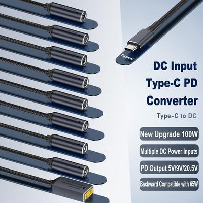 Преобразователь постоянного тока в тип C PD 100 Вт, разъем USB C 5/9/20 В для домашнего офиса Lenovo/HP/Samsung