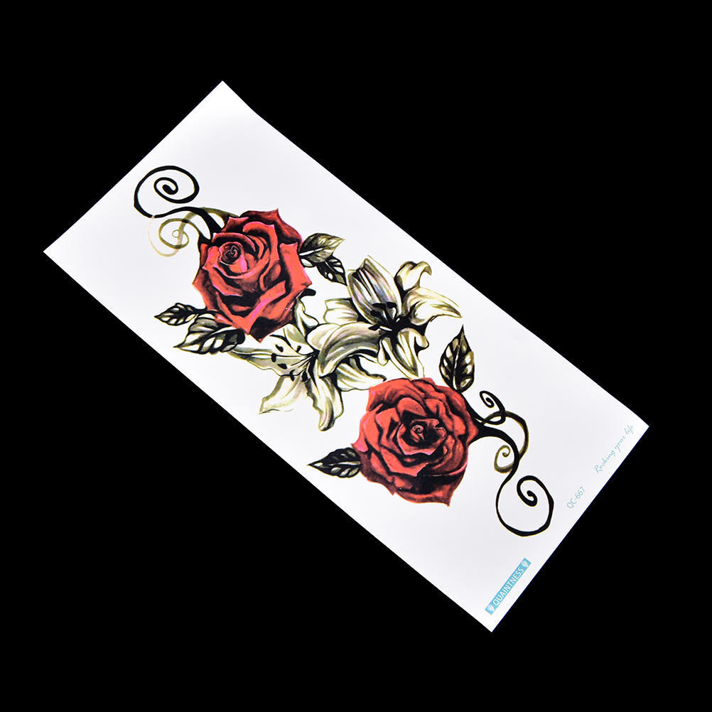 Fake Temporary Tattoo Sticker Red Rose Flower Arm Body Waterproof Women Art