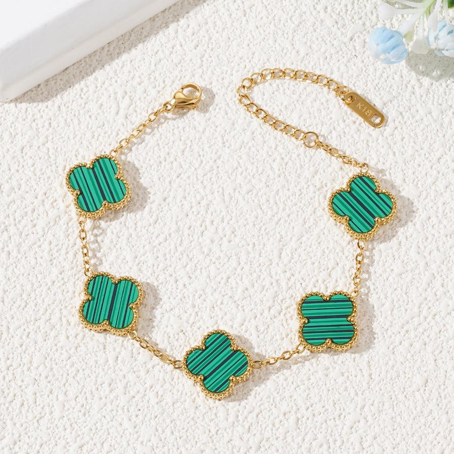 Двусторонний браслет на удачу из титановой стали 15 мм, высококачественный браслет с четырьмя листами клевера, модные украшения для рук