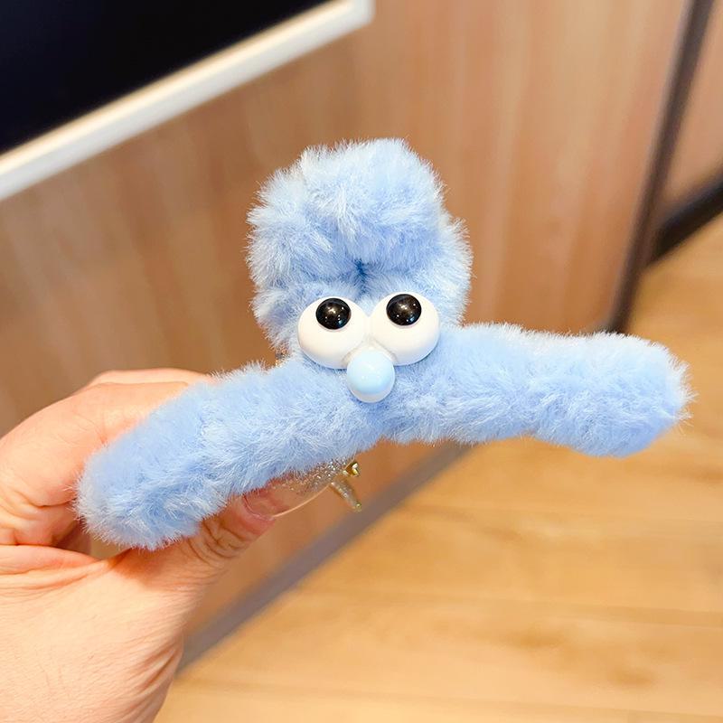 Осень/Зима Милая Плюшевая Заколка-Краб с Большими Глазами для Женщин