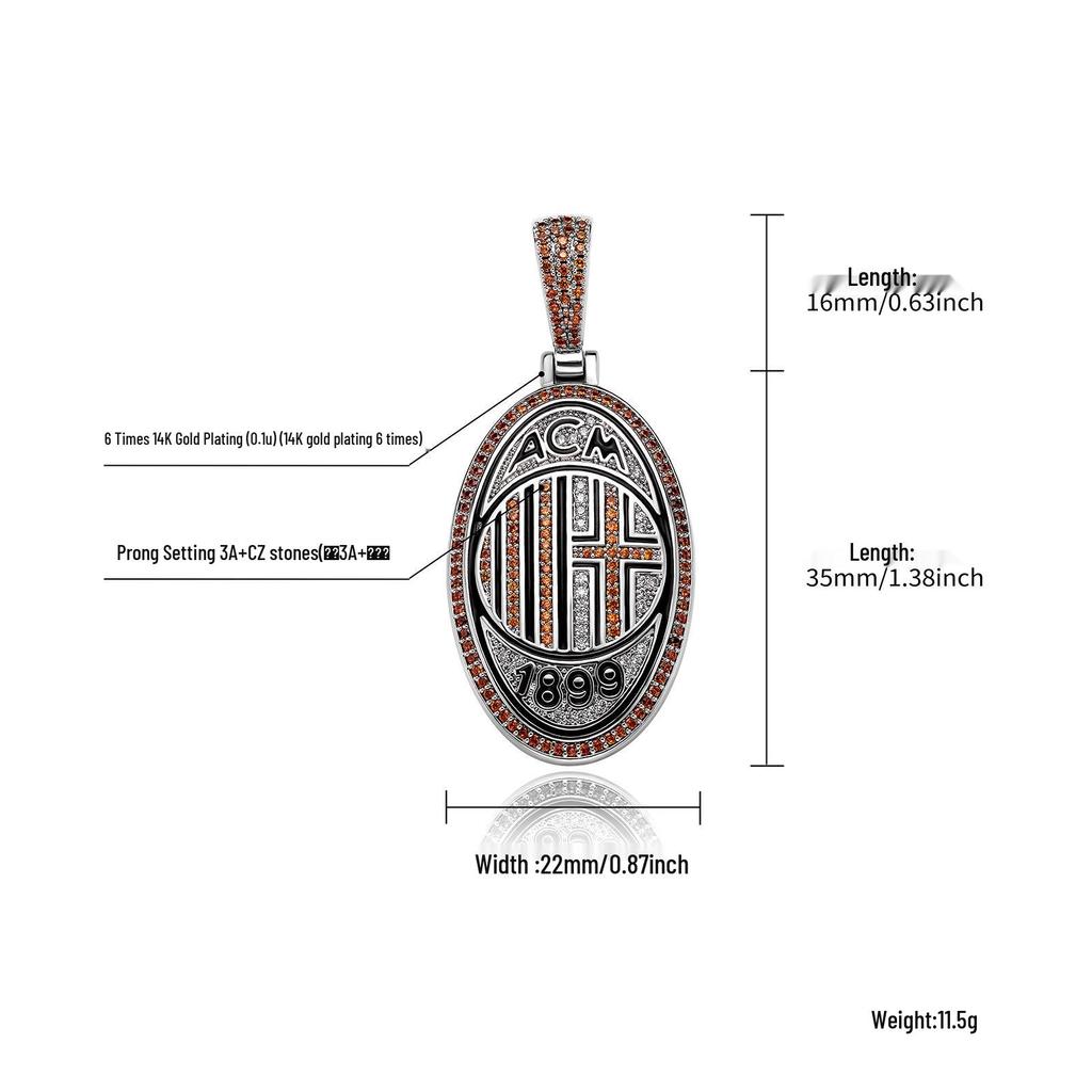 Красочная подвеска в стиле хип-хоп с эмблемой футбольного клуба, выполненная в технике перегородчатой эмали