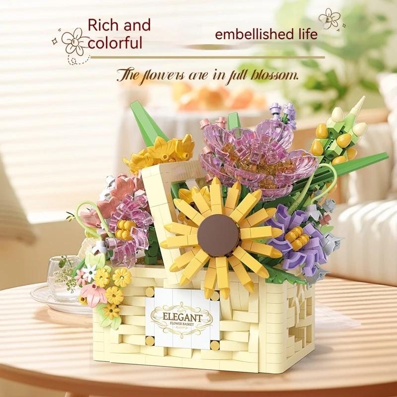 1263pcs Building Blocks DIY Plant Bonsai, Creative Flower Basket Model Set for Adult and Children's Ideal Holiday Gifts