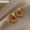 Retro Metal Gold Color Multiple Small Circle Stud Earrings for Women Korean Jewelry Fashion Wedding Party Earrings Jewelry Gift