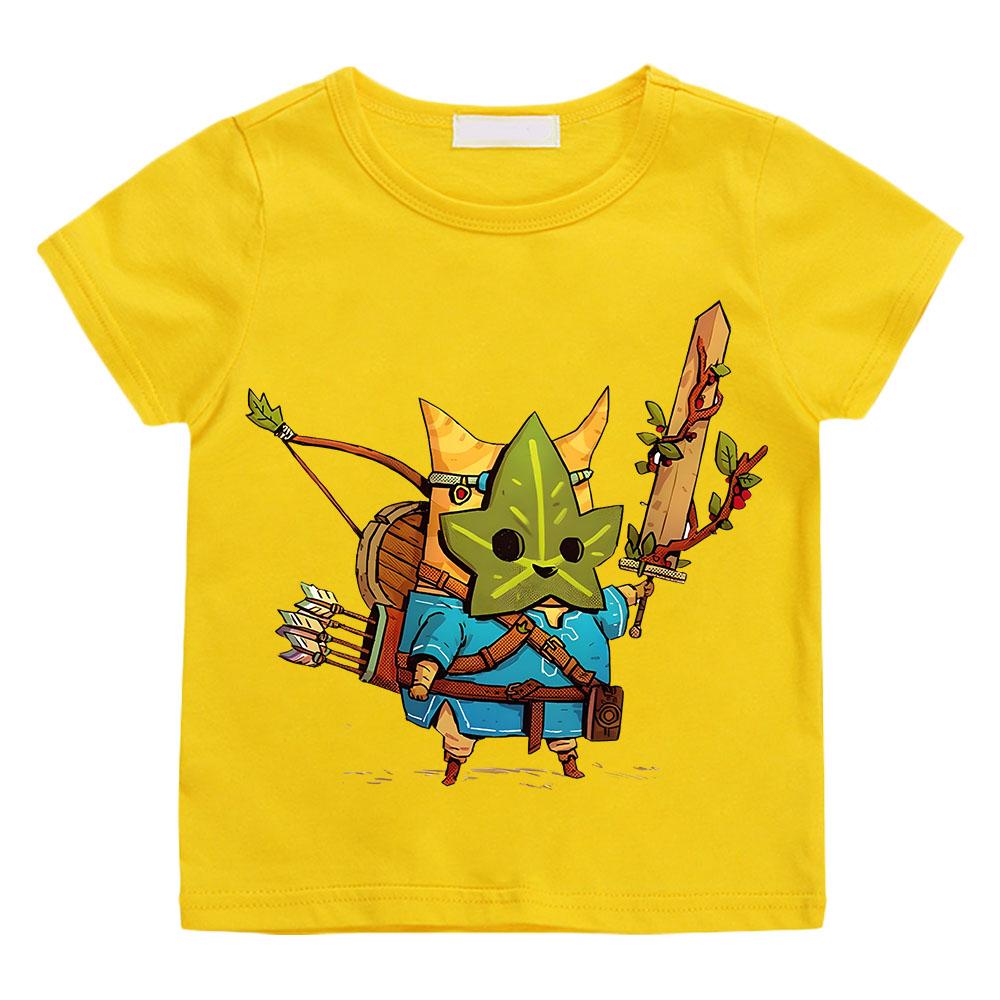 Игривая футболка Korok Kids, летняя детская футболка, симпатичные мультяшные топы для мальчиков и девочек, модные повседневные детские аниме с коротким рукавом
