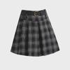 Женская юбка А-силуэта в клетку с высокой посадкой и плиссировкой - Ретро осенне-зимний стиль, Стройнящая, Покрытие бедер, Короткая длина