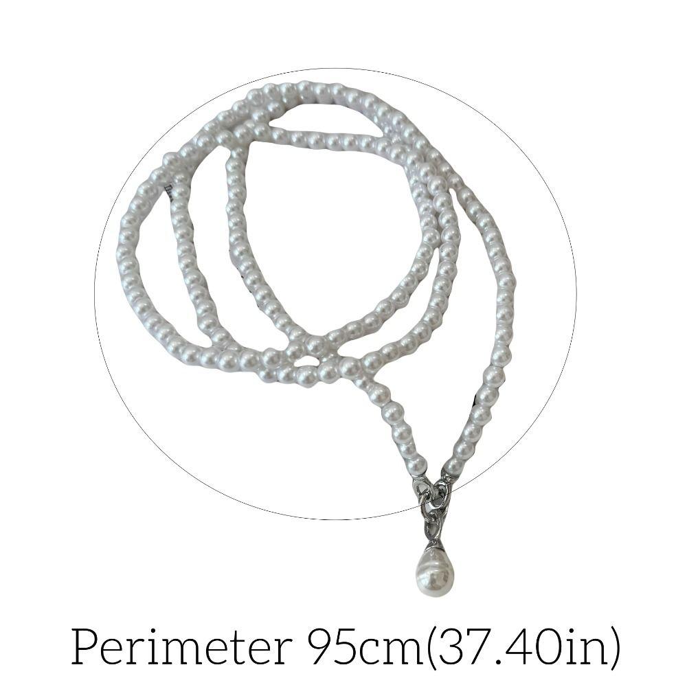 White Pearl Choker Multilayer Pearl Pendant Accessory Detchable Pearl Beaded Necklace Party