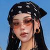 Sweet Y2k Print Turban Star Small Square Scarf Exquisite Printed Headscarf  Music Festival