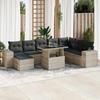 VidaXL Garden Lounge Set 9 Pcs with Light Grey Cushions Wicker 3326853