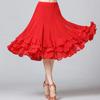 Woman Solid Ballroom Waltz Dance Ruffles Skirt Modern Tango Skirt Medium Length Dance Skirt