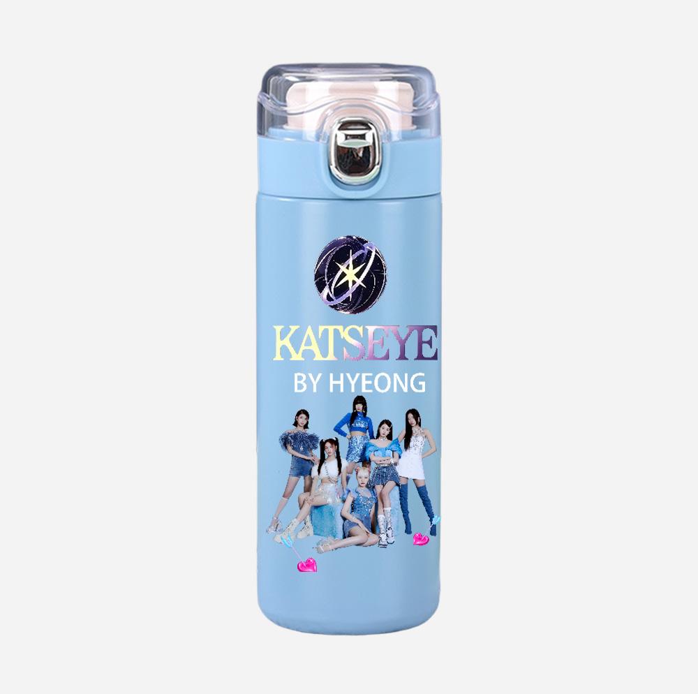 400Ml Water Bottle Anime Cartoon KATSEYE Printed Thermos Cup Portable Stainless Steel Outdoor Sports Water Cup Children Kid Gift