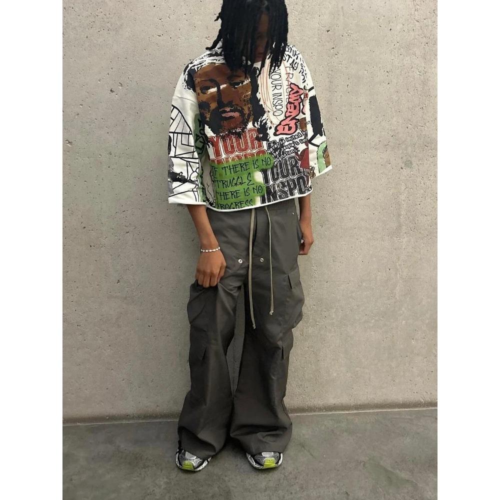 Футболки свободного покроя с круглым вырезом и короткими рукавами из хлопка Y2k Streetwear Футболки с графическим принтом в стиле ретро и хип-хоп Футболки мужские и женские Rock