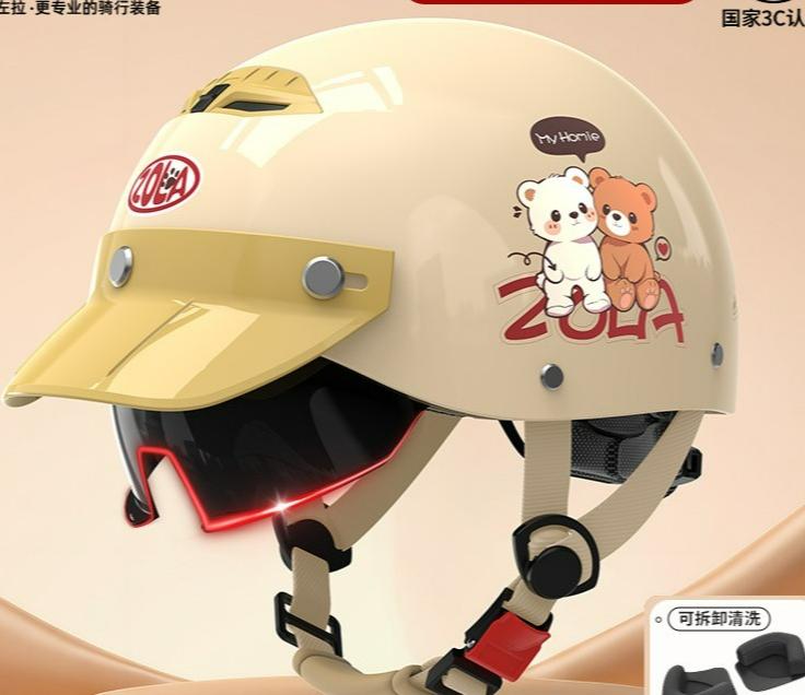 3C Certified Electric Vehicle Helmet Summer Cool Sunscreen Women's Ultra Light Battery Motorcycle Half Helmet