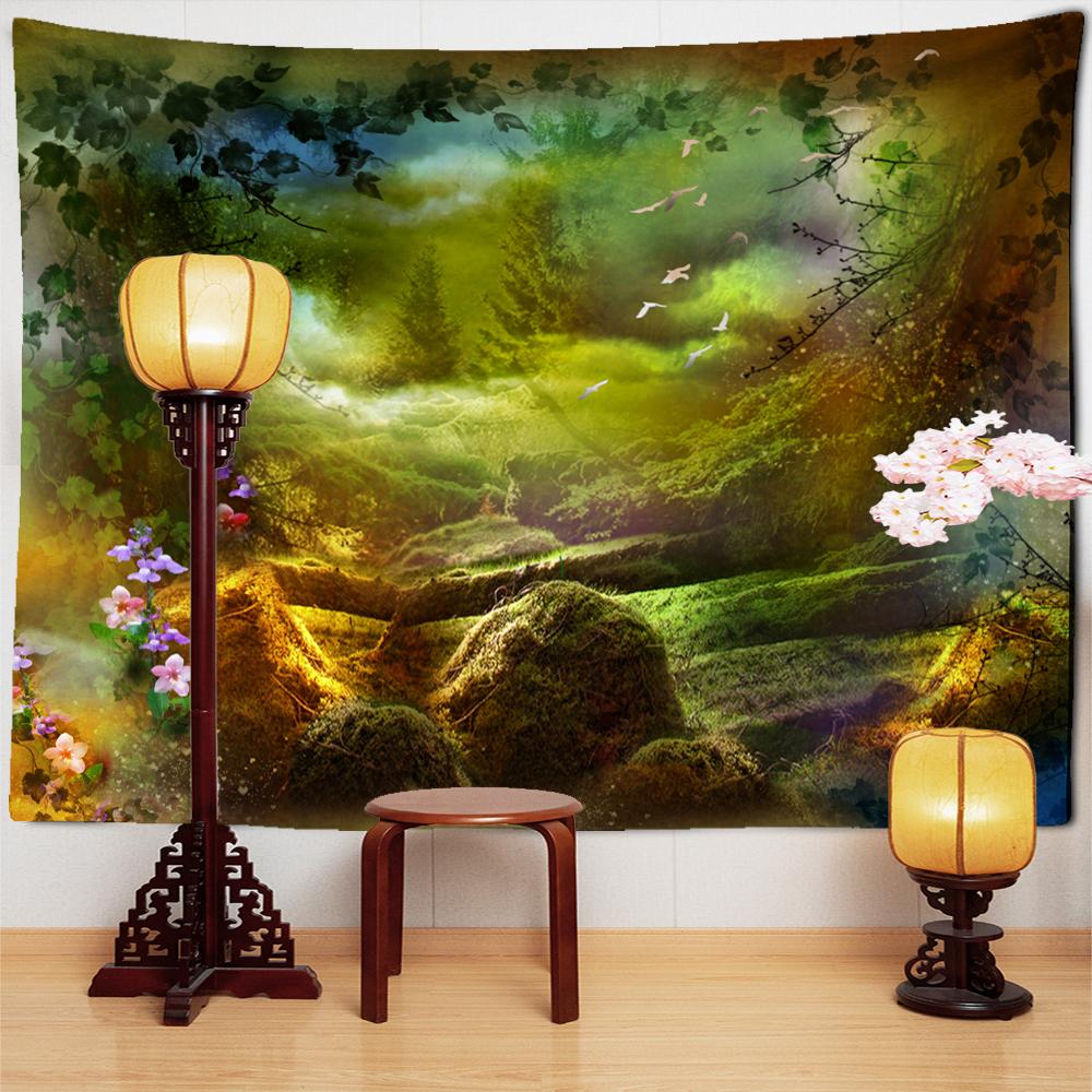 Зачарованный лес, грибной гобелен, настенный подвесной богемный тапиз, хиппи, художественный настенный фон, Декор, ткань