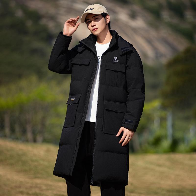 Зимняя новая куртка-пуховик мужская средняя и длинная куртка с капюшоном Tooling