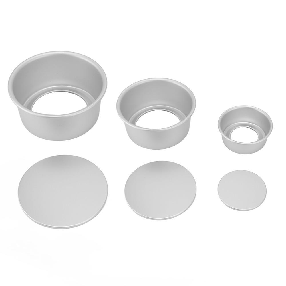 3pcs Anodized Finish Round Cake Pan Aluminum Alloy Removable Bottom Cake Pan Cake Baking