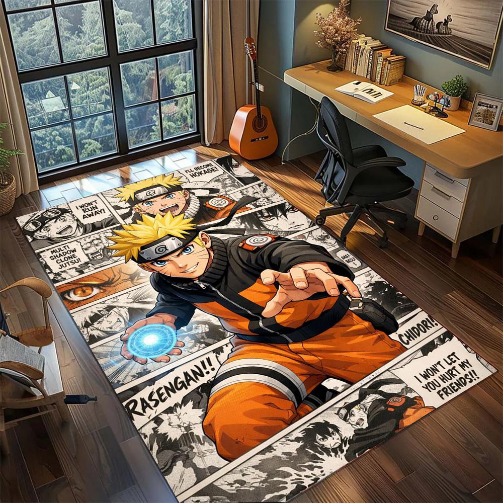 Washable Naruto Carpet Floor Mat Anti-Slip Large Area Rug for Home Decor Gamer Room Bedroom