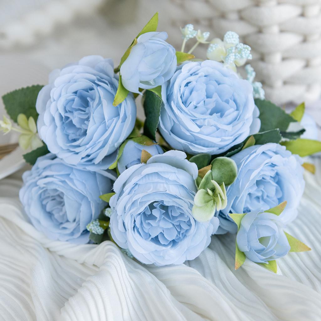 Artificial Flowers Fake Silk White Peonies Used for Home Room Vase Decoration Christmas Wreath Wedding Bouquet Party Accessories