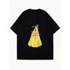 Oversized T-Shirt Black Cat In Yellow Bag Print Casual Everyday Wear