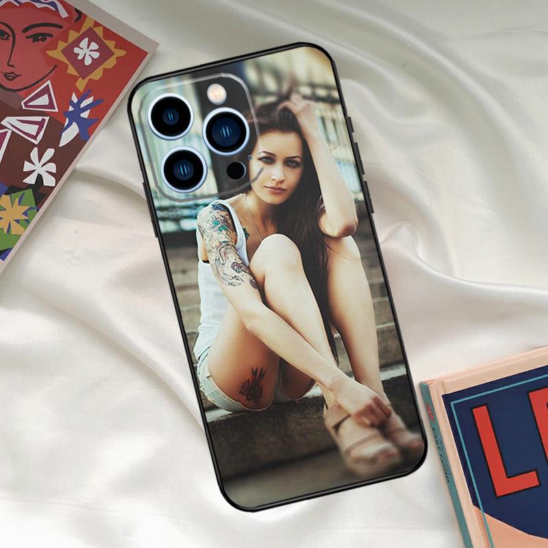 Sexy Tattoo Girl Phone Case For iPhone 16 15 14 13 12 11 17 Pro Max 15 16 Plus 12 Mini 16e 17 Air Funda Cover