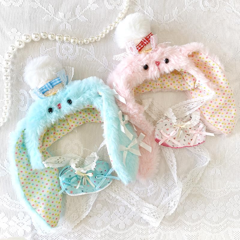 Пушистая шапка-кигуруми кролика для плюшевых игрушек (10см), Розовый [Б/У]