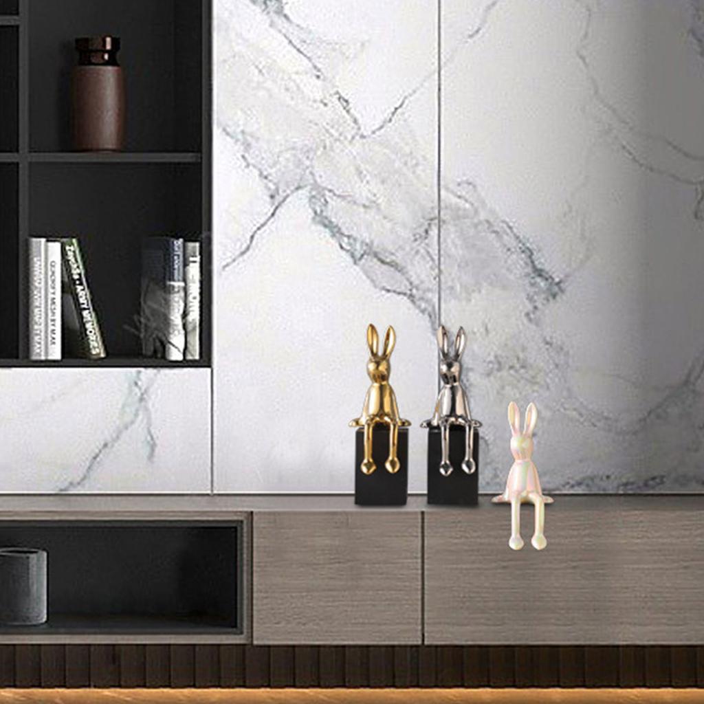 Цветная керамическая статуэтка кролика, декоративная скульптура животного для книжной полки, гостиной и спальни