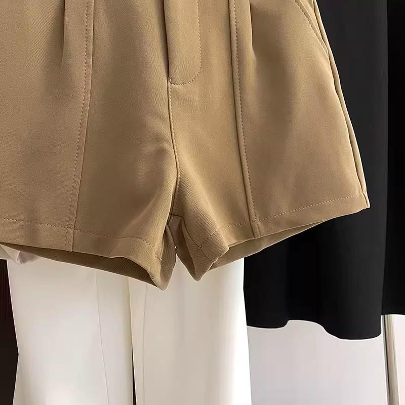 Лето 2025 Корейский стиль Ретро Шорты женские повседневные А-силуэта с высокой талией и широкими штанинами