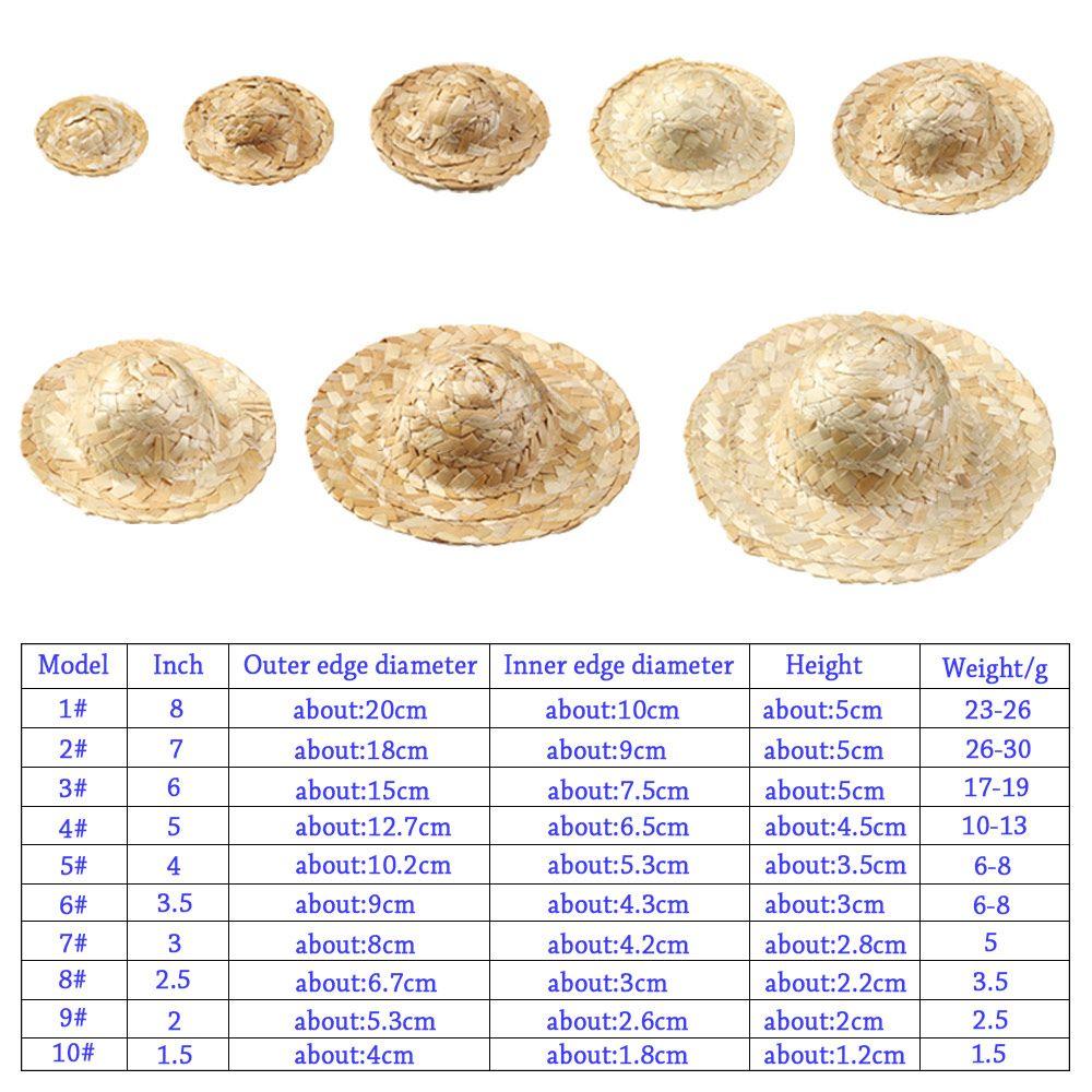 Yellow Multiple Sizes Crafts Woven Straw Hat Doll Accessories Doll Caps DIY Decoration