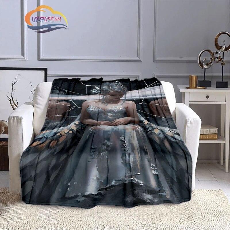Ghost Blade Blanket 3D Printing Sexy   by Wolp Flannel Cashmere Blanket Girl Gift Beautiful Cartoon Girl