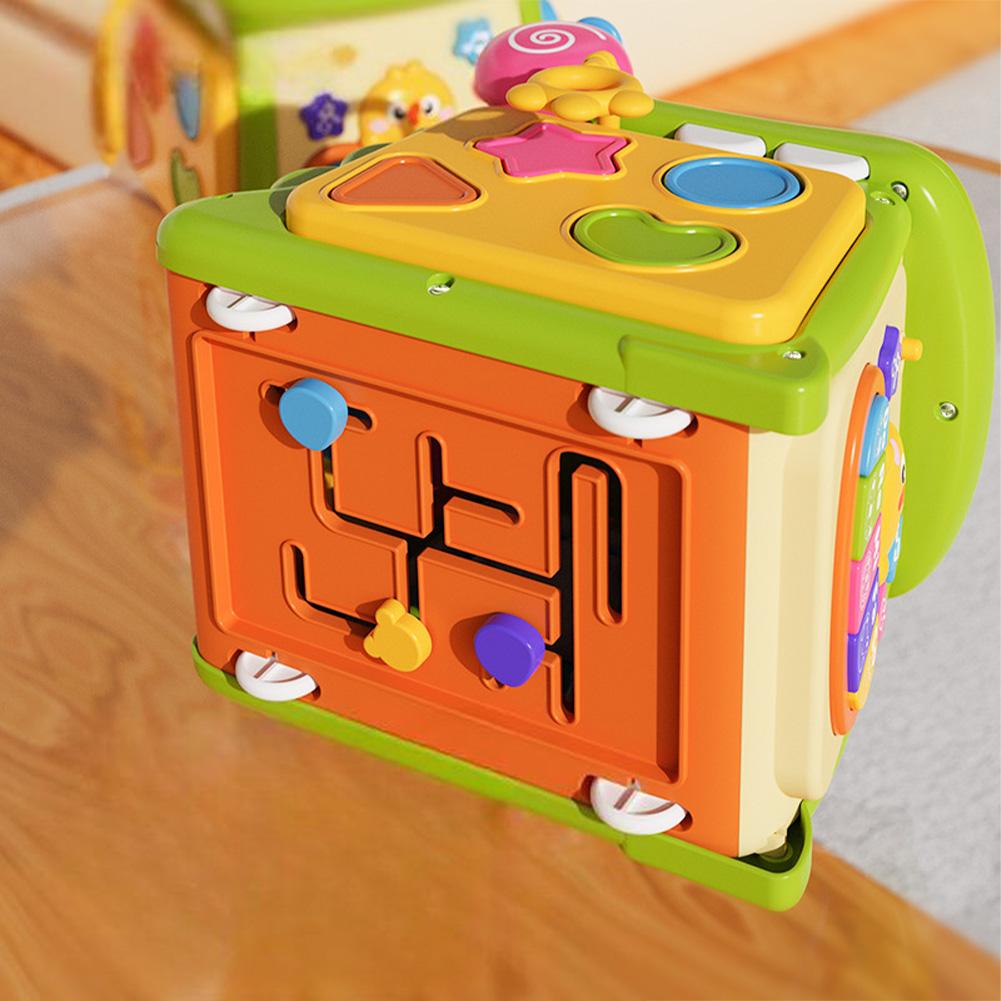 Baby Cute Activity Cube For Toddlers Ages 0-2 Cartoon Activity Play Cube With Music Educational Learning Toys