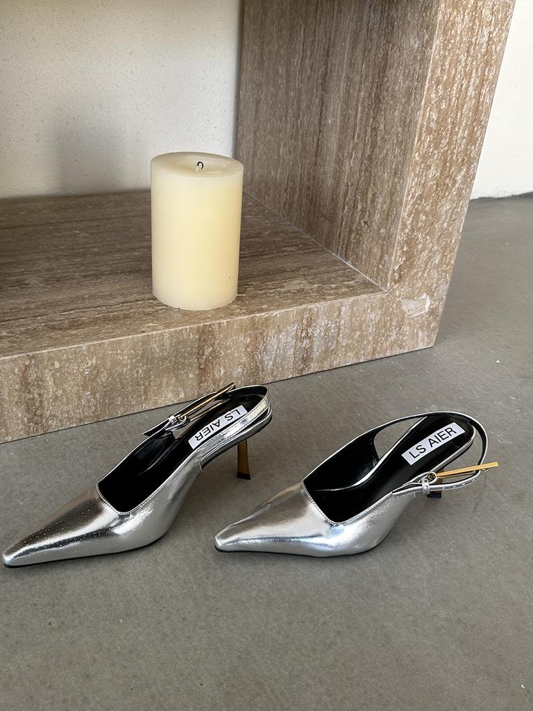 Мода Модные женские босоножки с острым носком Летние туфли Женские тонкие высокие каблуки Ремень с пряжкой на шпильке Сексуальные офисные туфли-лодочки 39