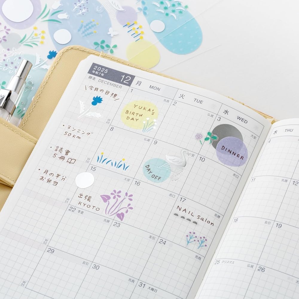 Hobonichi Techo Sanae Yuri Kasaneru Наклейка Лесное Озеро Аксессуар для Планера