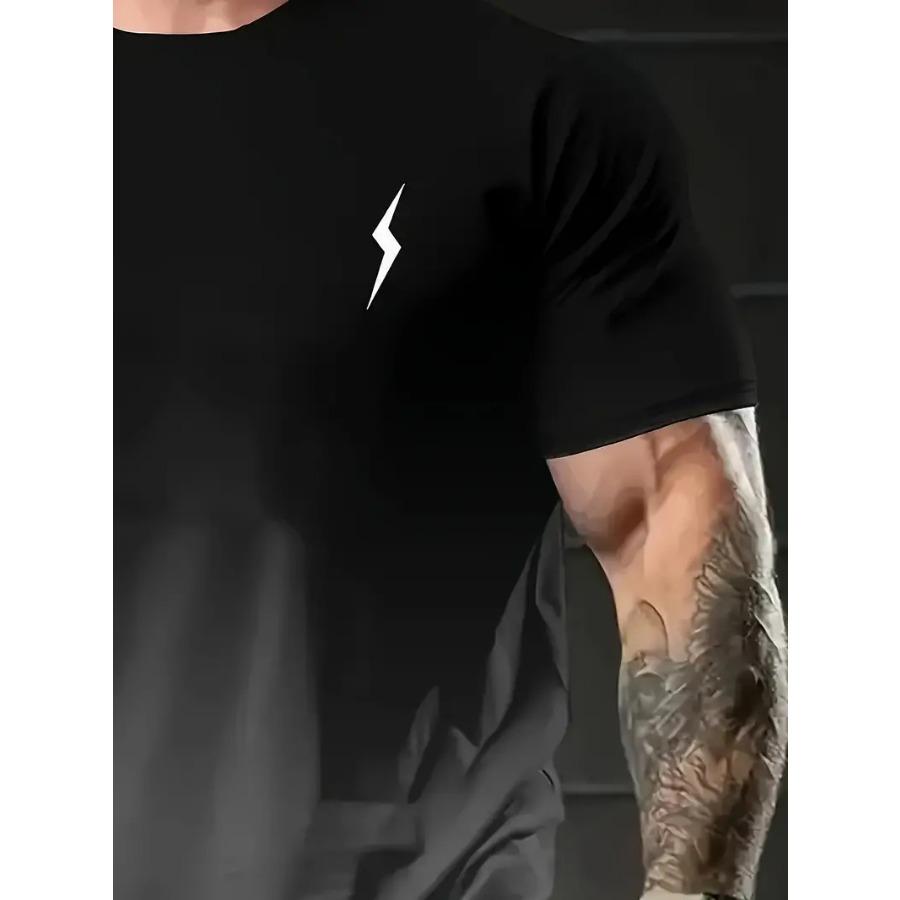 Летняя модная футболка с круглым вырезом и коротким рукавом - яркий графический принт Thunder, градиентный цвет, мягкая, повседневный топ для отдыха для мужчин