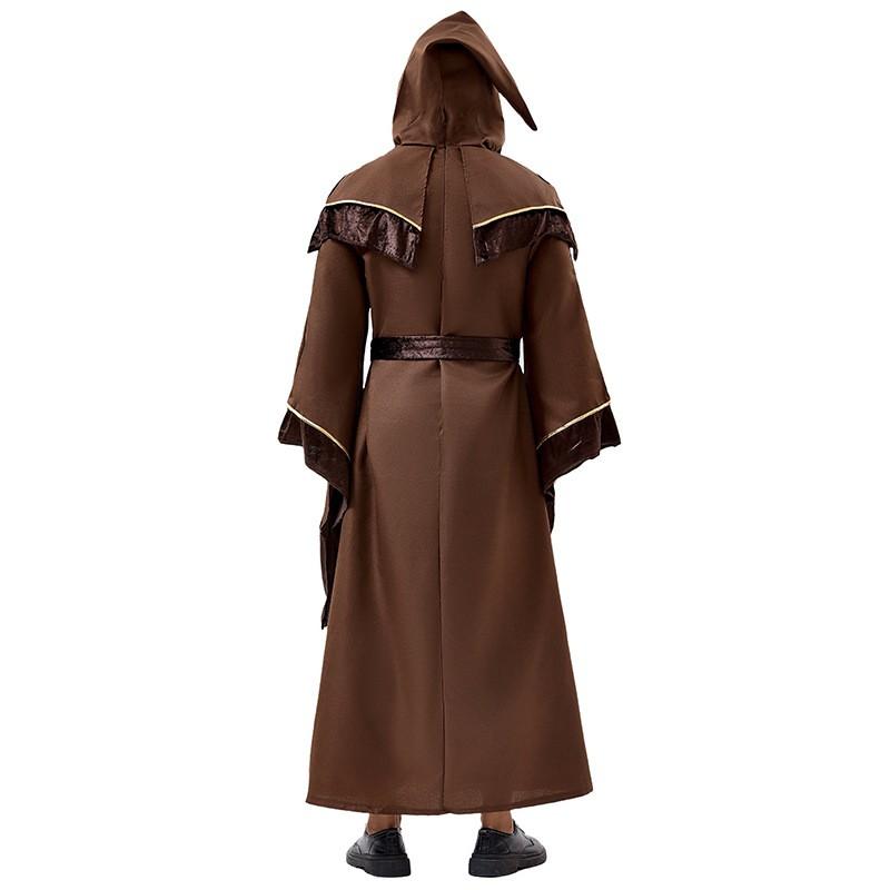 Mens Halloween Vampire Wizard Costume Cosplay Robe With Belt Staff Adult Party Performance Stage Wear
