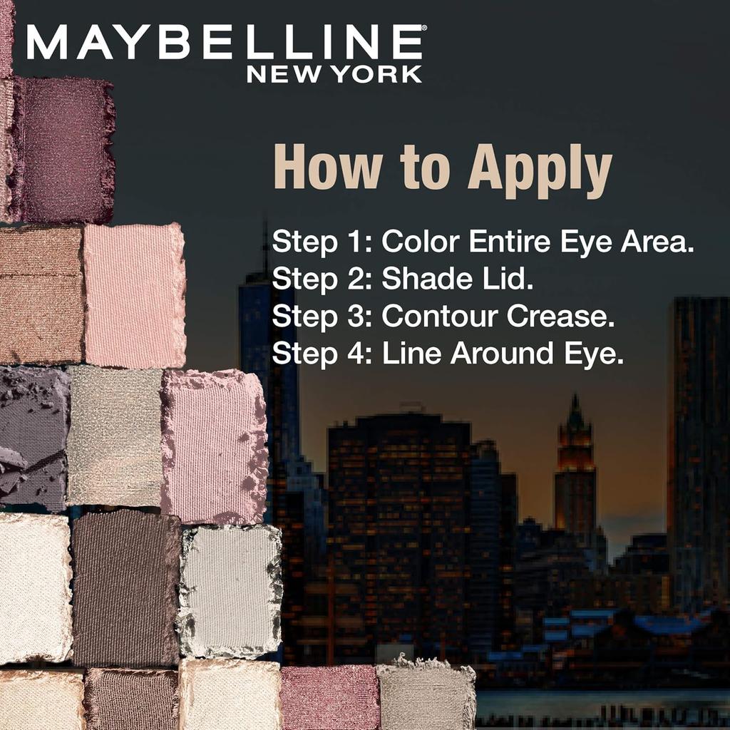 Maybelline Палетка теней для век New York 12 растушевываемых оттенков Матовые и сияющие цвета The Blushed Nudes 9 г