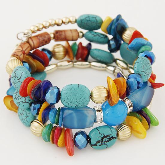 Женский браслет из бисера в винтажном стиле, бирюзовый искусственный кристалл, студенческий браслет