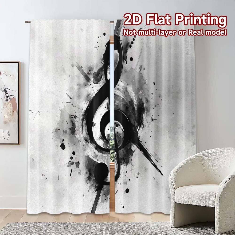 2pcs, 2D FLAT PRINTING Curtains (Without Rod) HarmonyInk Popular Print Curtains Polyester Curtains Thermal Insulation, and Room
