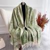 Winter Jacquard Cashmere Pashmina Tassel Scarf Casual Green Warm Blanket Scarves Shawls Wraps Women Girls Thick Poncho Stoles
