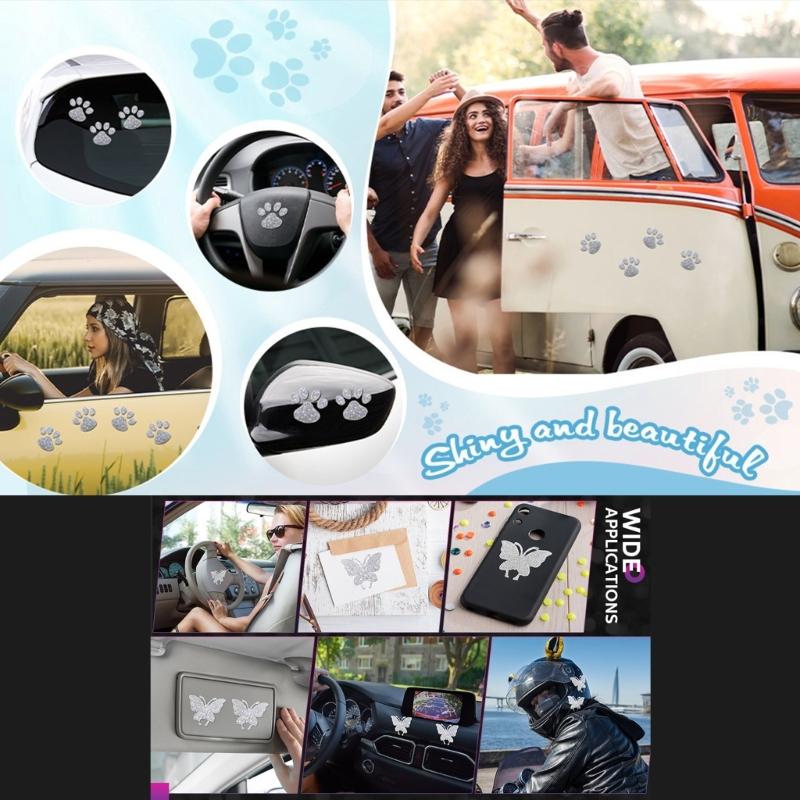 Shimmering Rhinestones Butterfly Car Sticker Sparklings Crystal Decal for Bumpers Window Laptop& DIY Auto Accessories